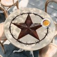 thumbnail image 3 of Texas Star Round Fitted Table Cover Country Star Retro Background Waterproof Table Cloth with Elastic Edge Wipeable Tablecloth for Picnic Camping Party Fits 45"-54" Diameter, 3 of 8