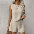 thumbnail image 2 of RMGVDSD Women's Two Piece Outfits Solid Color Sleeveless Tank Tops And Shorts Casual Fashion 2 Piece Set Comfortable Loose Loungewear, 2 of 9