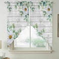 thumbnail image 5 of Daisy Eucalyptus Leaves Swag Valances for Windows 2 Pack Floral Spring White Wood Grain Swag Kitchen Curtains 36 Inches Long Rod Pocket Short Window Treatment for Kitchen Bathroom 28"x36", 5 of 9