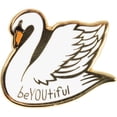 thumbnail image 3 of You Are Naturally Beautiful When You Are Yourself Swan Enamel Pin in White and Gold, 3 of 9