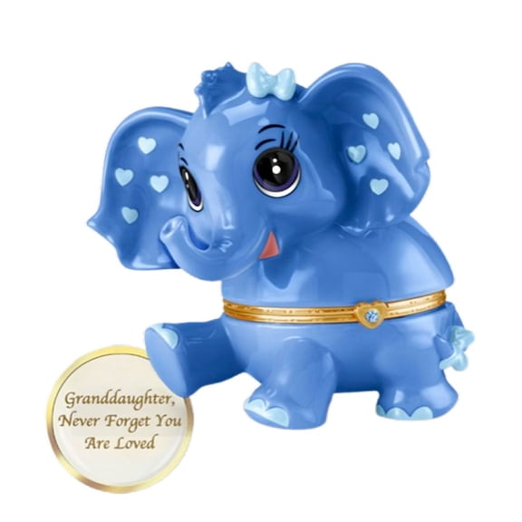 The Bradford Exchange Granddaughter, Never Forget You Are Loved Collection Issue #3: March Elephant Heirloom Porcelain® Music Box with Swarovski Crystal Plays "You Are My Sunshine" 4.5-Inches