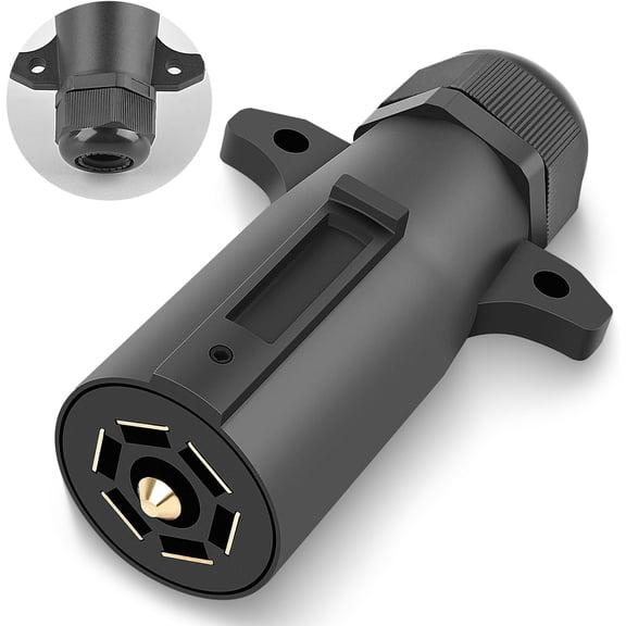 Nilight 7 Pin Male Trailer Round RV Blade Connector Socket 7 Pole Plug Heavy Duty 7 Way Vehicle Side Replacement Socket 6-24V for Tow Hitch Car RV Boat Truck