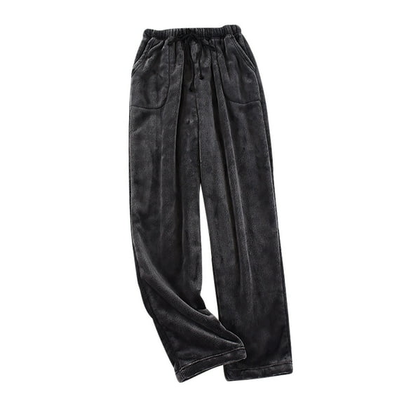 Hueook Winter Pants for Women Trendy Women Flannel Trousers Thickened Plus Velvet Homewear Pajama Pants Dark Gray XL