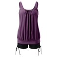 thumbnail image 4 of Womens Swimsuits Solid Color Stylish Ruffle Tankini Tops with Boyshorts Dark Purple Womens Bathing Suits M, 4 of 6