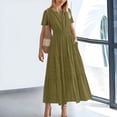 thumbnail image 2 of Vestido midi maxi informal de verano para mujer: vestido boho de playa con mangas cortas, cuello en V, cintura elástica y bolsillos - S-XXL, 2 of 5