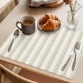 thumbnail image 3 of Sage Green Striped Placemats Set of 12 Modern Farmhouse Green Stripes Place Mats Indoor Wipeable Table Mats Washable Cloth Dining Table Placemats for Kitchen Holiday Party Home Decor 13x19 Inch, 3 of 9