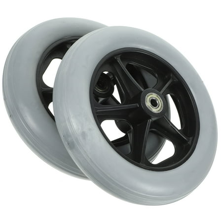 LOLIPPYY Stable Grey Rubber and Iron Wheelchair Front Wheels 2Pcs Easy Installation