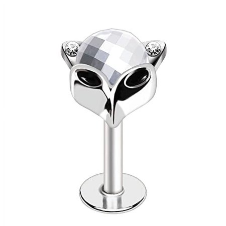 Body Accentz Labret 316L Stainless Steel Silver Fox Labret Monroe