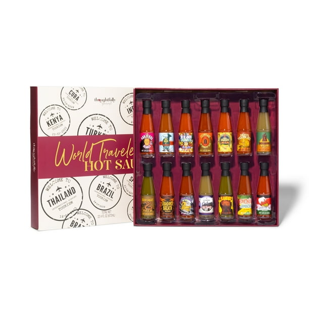 Thoughtfully Gourmet, World Traveler Hot Sauce Collection, Set of 14