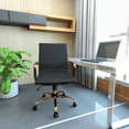 thumbnail image 4 of LeisureMod Harris Mid-Back Modern Leather Office Chair, Adjustable Swivel with Gold Frame, Black, 4 of 6