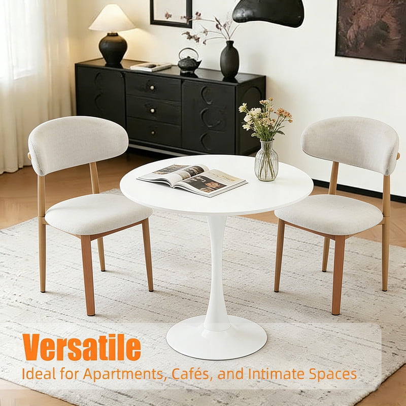 31.5'' Round Coffee Table, Modern Dining Table with Matte Finish for 2 People, Simple Design Side Table