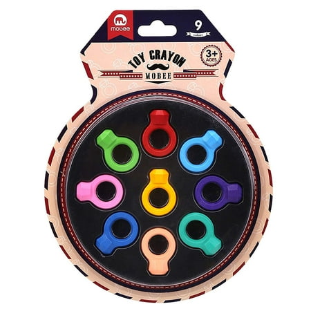April Doodle (Toddler Crayons Pack of 9 Colors Paint Crayons Baby Diamond Ring Shaped Non Toxic Plam Grip Crayon Wax Doodle Toy Gift for)