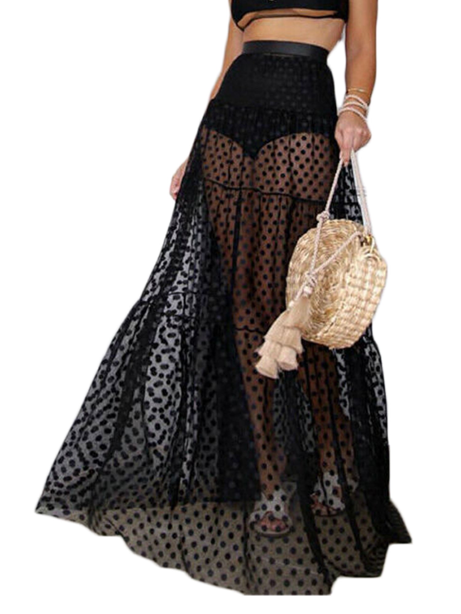 Details about   Women Mesh One Piece Skirt Lace Sheer Wrap Sarong Beach Tulle Transparent White
