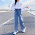 thumbnail image 5 of EnJoCho Girls 2026 Straight Jeans Kids Summer Versatile Y2𝗄 Elastic Waist Wide Leg Denim Pants Hi𝗉 Hop Fall Tween Trousers Girls High Waist Wide Leg Jeans, 5 of 8