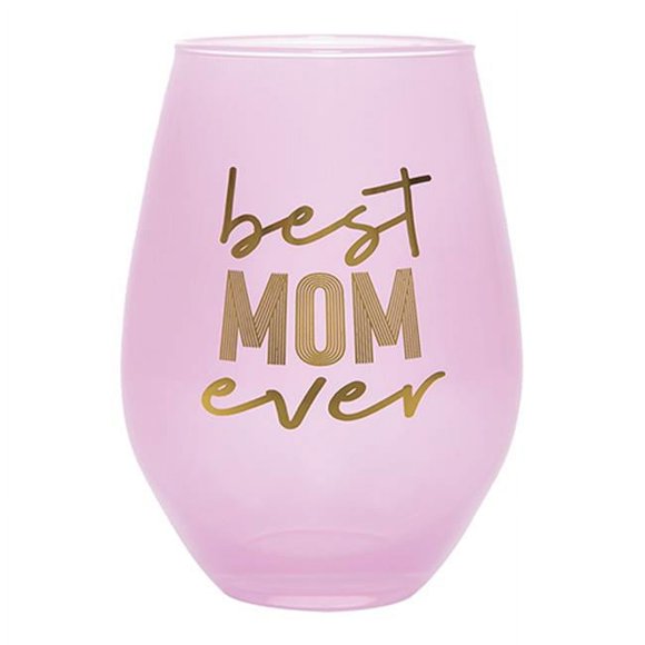 Christian Brands 10-07029-038 30 oz Stemless Jumbo Wine Glass Light Pink - Best Mom EverPack of 6