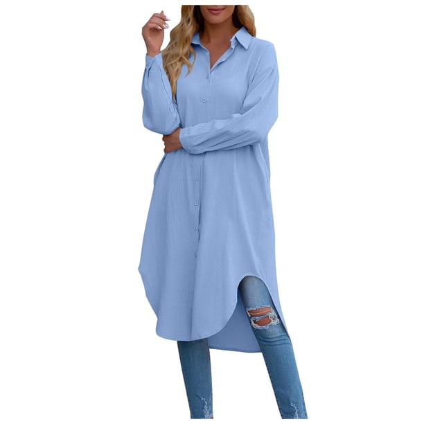Otoño nueva moda Casual Color sólido solapa cárdigan largo bolsillo camisa Top Pompotops FGAJ21196