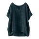 thumbnail image 3 of Tops de punto para mujer,Camiseta de lino para mujer, manga corta, cuello en V, blusa informal transpirable, tejido de poliéster, para uso doméstico, sopatenor, 3 of 9