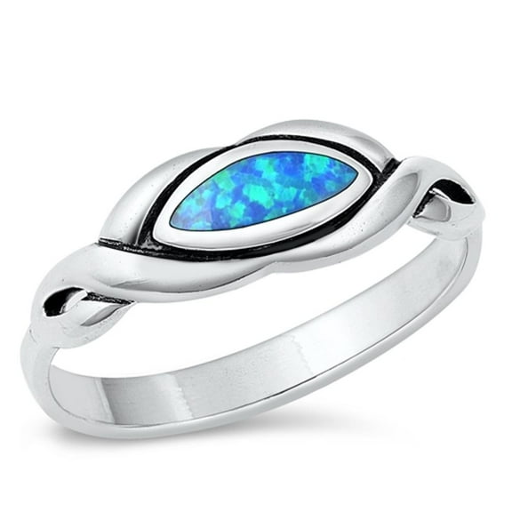 CHOOSE YOUR COLOR Fancy Knot Blue Simulated Opal Ring .925 Sterling Silver Band CZ Female Size 7