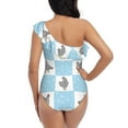 thumbnail image 5 of Picia Funny Chicken Pattern Women's One Piece Swimsuits,One Shoulder Swimwear Asymmetric ,Ruffle Monokinis Bathing Suits,High Waisted Flattering Bathing Suits-Medium, 5 of 8