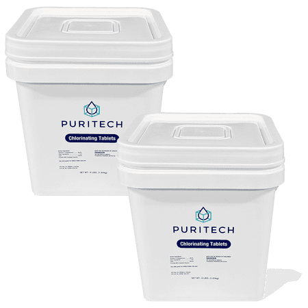 Puri Tech 3" Chlorine Tablets for Pools – 8 lb Individually Wrapped, Long-Lasting, Slow-Dissolving Sanitizer for Swimming Pool Water