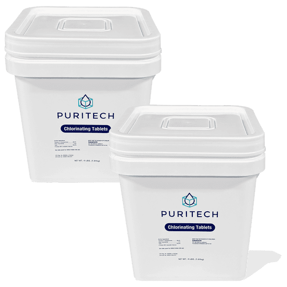 Puri Tech 3" Chlorine Tablets for Pools – 8 lb Individually Wrapped, Long-Lasting, Slow-Dissolving Sanitizer for Swimming Pool Water