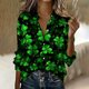 thumbnail image 2 of Tops de Manga Larga de las Mujeres Casual St Patrick'S Day Unisex Imprimir Botón Arriba Blusa de Cuello Giratorio Tops de Manga Larga de las Mujeres de Moda, 2 of 7