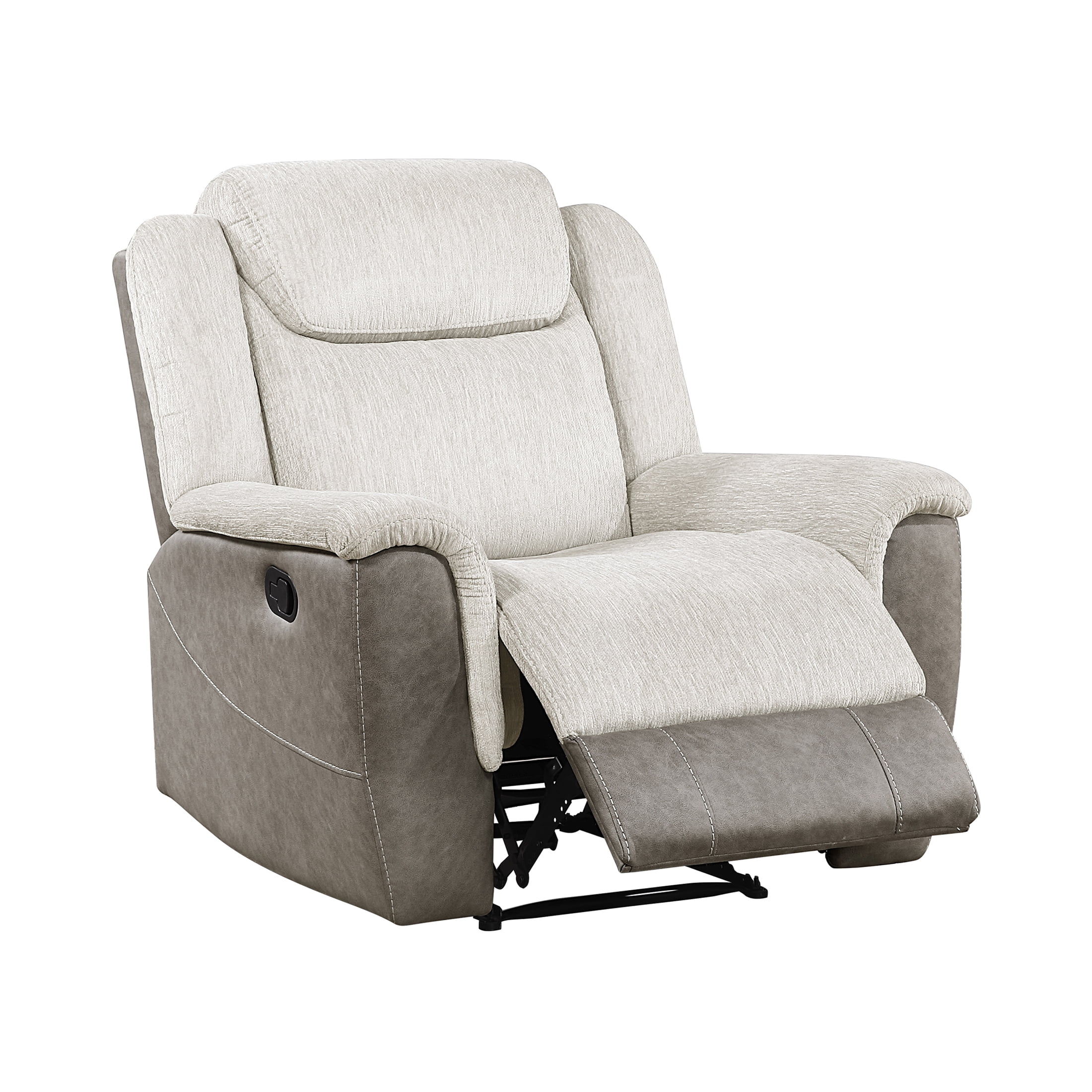 OakvillePark Harrowlyn Chenille and Polished Microfiber Manual Recliner, Beige