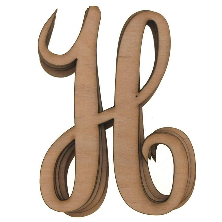 Wooden Cursive Letter H, Natural, 3-Inch, 6-Piece 