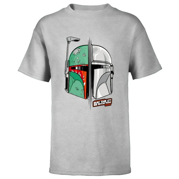 Star Wars Mando and Boba Fett May the 4th Be With You - Short Sleeve T-Shirt for Kids - Customized-Athletic Heather