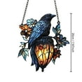 thumbnail image 3 of Lunxisen 1 Pcs Raven Gothic on Lantern Suncatcher, Ornament Faux Stained Glass Crow on Lamp, Decor for Dark Academia Home(20cm), 3 of 8