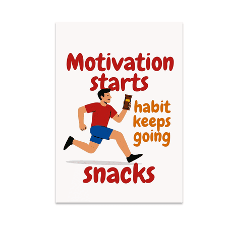 Motivation Starts Habit Keeps Going Snacks - Fitness Enthusiast - 13x19 Poster Print