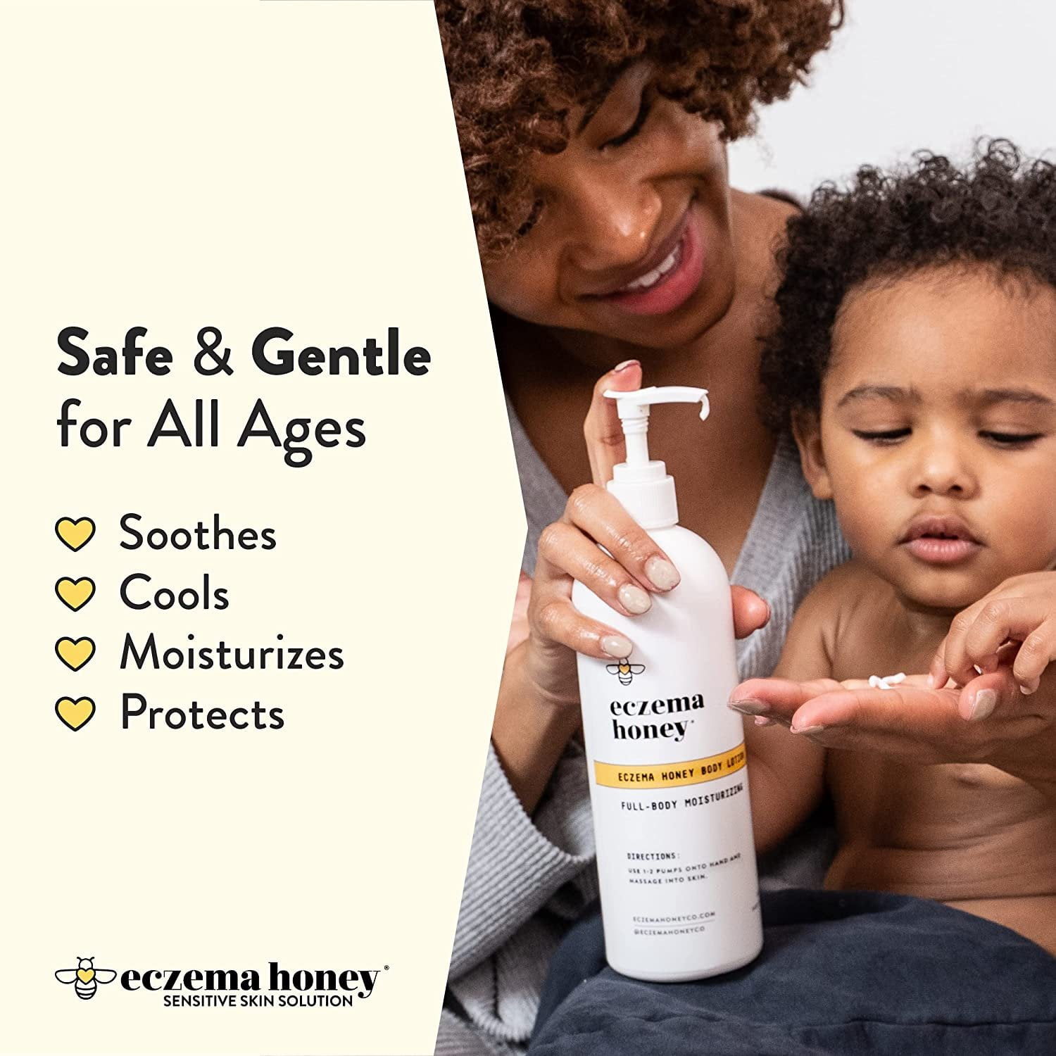ECZEMA HONEY Oatmeal Body Lotion - Hand & Body Cream for Eczema Relief - Natural Dry Skin Repair (16 Oz)