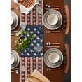 thumbnail image 2 of Coastal American Flag Table Runner Cotton Linen 120 Inch Holiday Dresser Scarves, Starfish Vintage USA Flag Tablerunner for Kitchen Coffee Dining Bedroom Living Room Dinner Scarf Décor 13''x120'', 2 of 9