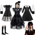thumbnail image 2 of Disfraz de Wednesday Addams para niña, novedad de 2023, Vestidos para niñas, Vestidos de fiesta de malla, disfraces de carnaval de 3 a 12 años, 9-10T (etiqueta 150) Gao Jinjia LED, 2 of 2