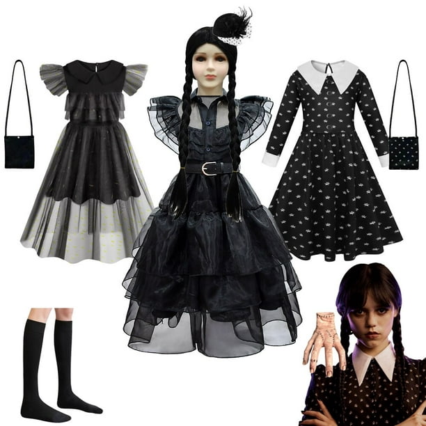 ZAGH Poupée Mercredi Addams, jouets Mercredi Addams, robes noires, pois à  manches longues, fabriquées pour bouger, cadeau d'anniversaire pour enfants  et filles (B) : : Jeux et Jouets