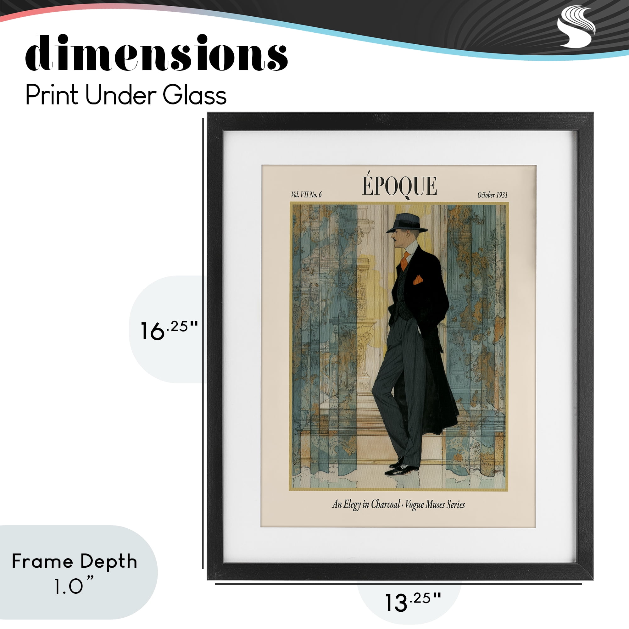 Stupell Industries The Gentleman Magazine Black Framed Print Under Glass, design by A Barefoot Stylist