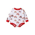 thumbnail image 1 of Qiylii Baby Boy Dinosaur Romper, Long Sleeve Crew Neck Rainbow Print Bodysuit, 1 of 8