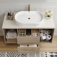 thumbnail image 5 of 40" Modern Bathroom Vanities with Ceramic Sink,Floating Bathroom Vanity,Wall Mounted Storage Cabinet with 2 Drawers and 2 Storage Spaces,Bathroom Sink Cabinet with Metal Handles (Oak), 5 of 10