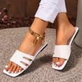 thumbnail image 6 of Eltusu Women Flat Slide Sandals, PU Casual Open Toe Non-Slip Summer Shoes White Size 6.5, 6 of 9