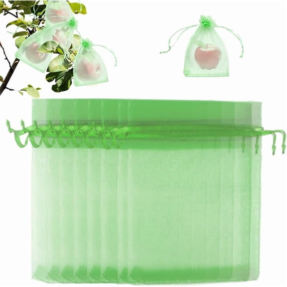 Drawstring Fruit Protection Bags, Mesh Garden Covers For Bird Insect Pest Protection, Reusable Fine Netting (8x12 Inch) 100Pcs