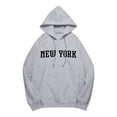 thumbnail image 3 of New York Hoodies for Women 2025 Fall Winter Long Sleeve Hooded Sweatshirt with Pockets Pullover Tops Streetwear, 3 of 5