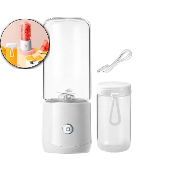 Portable Wireless Juicer Cup – Mini Automatic Fruit & Vegetable Blender with 2 Cups, 6-Blade Stainless Steel, USB-C Rechargeable, Leak-Proof for Travel, Office & Home