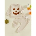 thumbnail image 4 of Elippeo Little Boys Girls Halloween Outfit, Pumpkin Embroidery Long Sleeve Sweatshirt Elastic Waist Pants 2 Piece Set for Fall 6 12 18 24 Months 3 4 Years, 4 of 10