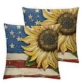 thumbnail image 2 of JRXY Sunflower Patriotic Lumbar Decorative Throw Pillow Cover, America USA Stars Stripes Spring Summer Rectangle Cushion Case Decor, American Fall Autumn Farmhouse Home Decoration,2 Pcs White, 2 of 6