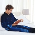thumbnail image 6 of Fotbe Futuristic Book Knowledge Pattern Long Sleeve Pajama Set for Men,Sleepwear Set,2-piece Loungewear Set,Soft PJs Comfy Nightwear with Pockets-Medium, 6 of 7