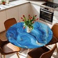 thumbnail image 2 of Blue Marble Elastic Fitted Round Table Cover Abstract Modern Art Waterproof Outdoor Tablecloth for Holiday Party, Picnic, Patio & Dining Fits Tables Up to 36"-44", 2 of 8