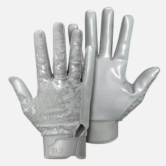 Metallic Gray Sticky Football Receiver Gloves