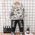 thumbnail image 5 of 18 Months Baby Boys Clothes 24 Months Boys 2PCS Fall Winter Outfits Letter Print Toddler Boys Long Sleeve Hoodie Top Denim Pants Set Apricot, 5 of 8