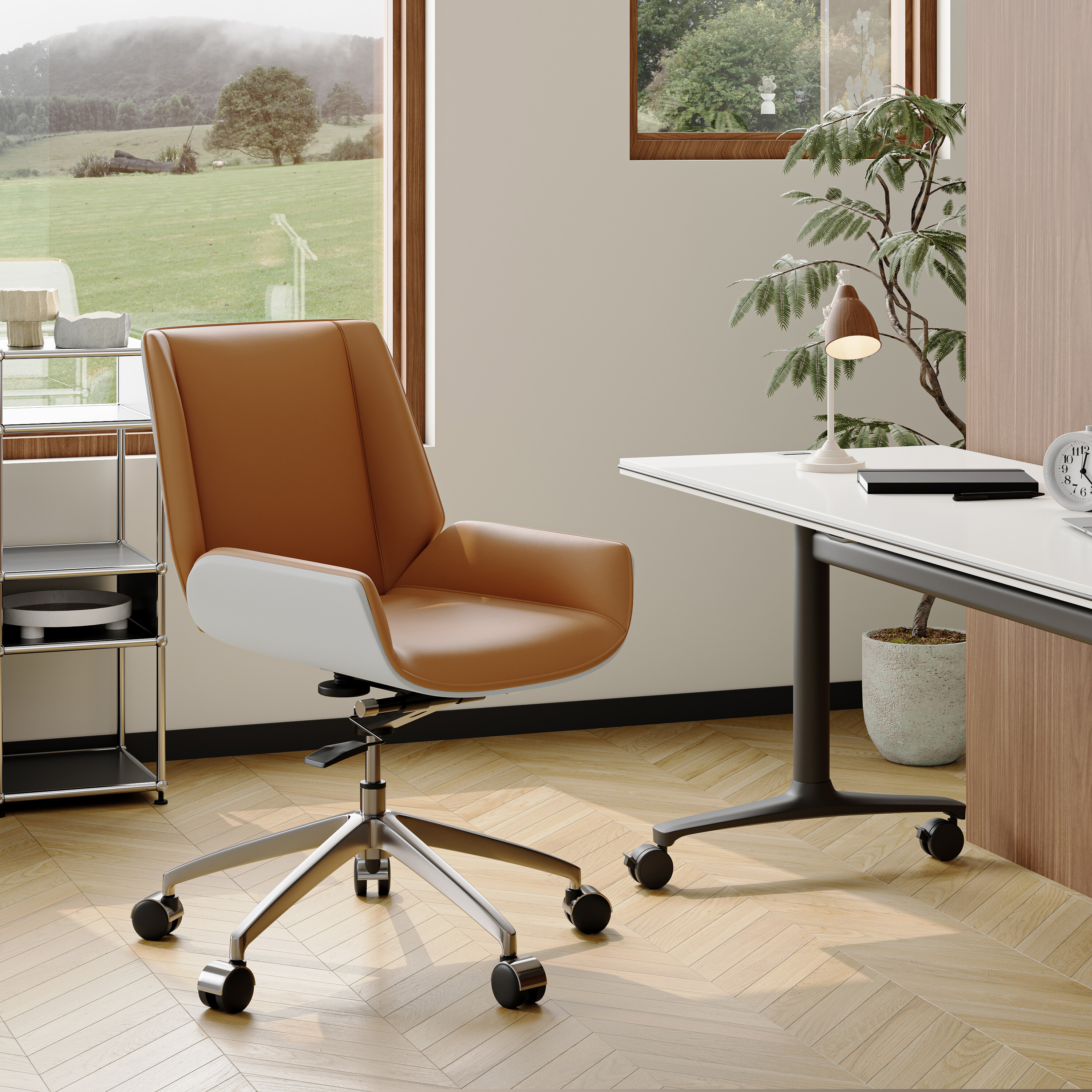 Brown, variant on Tree city Luxury Executive Office Chair – Ergonomic Back Design with Wood & Leather Finish（Black）