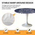 thumbnail image 2 of Elastic Fitted Round Tablecloth, Japanese Waterproof Stretch Table Cover for 45"-54" Tables, Navy Blue Country Flowers Leaves Aesthetic Washable Outdoor Tablecloths for Patio, Picnic, Camping, 2 of 9